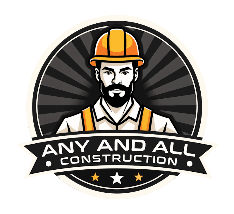 Any And All Construction vintage badge logo